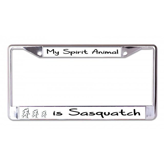 Mon Animal Spirituel Est Sasquatch Cadre de Plaque d'Immatriculation Chromée