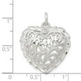 thumbnail image 3 of 925 Sterling Silver Solid Concave Polished Sparkle-Cut Love Heart Charm 22x22mm Wide Pendant Necklace for Women, 3 of 4