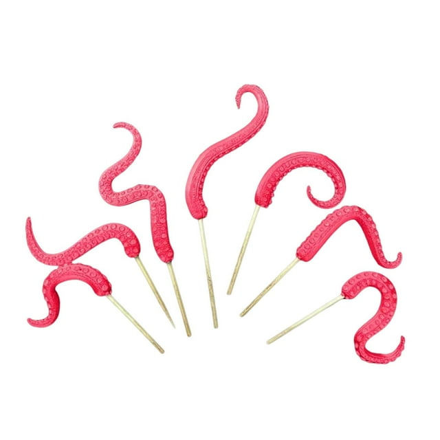 Pensas de planta de tentáculo de pulpo de 7 piezas, adornos de decoración de postal al aire libre, estacas de jardín decorativas prácticas creativas, rojo
