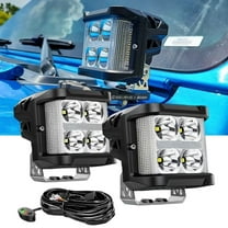 4" LED Pods Side Shooter Offroad Lights with DRL Super Bright Wide Range Spot Flood Combo Light Bar Auxiliary Light with 16 AWG Wiring Harness Kit