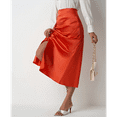 thumbnail image 4 of Falda de Satén de Seda con Cintura Alta y Cremallera para Mujer. Color Naranja M, 4 of 7