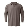 thumbnail image 4 of Rigardu polo shirts for men Male Casual Autumn Striped Fabric T Shirt V Neck Turn Down Collar Long Sleeve Tops T Shirt mens polo shirts polo t shirts for men Grey + L, 4 of 5