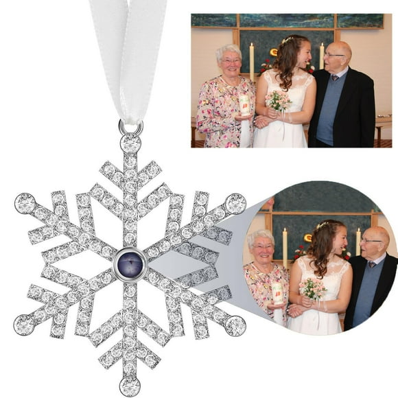 Herunwer Personalized Christmas Ornaments, Photo Projection Ornament, Picture Ornaments for Christmas Tree, Snowflake Photo Ornament, Custom Ornaments with Pictures, Memorial Christmas Ornament