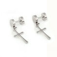 thumbnail image 4 of hengtong 6x1Pair 316L stainless Steel Cross Dangle Pendant Earring Ear Studs -, 4 of 6