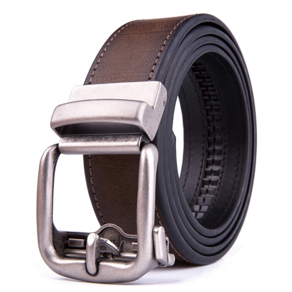 Fabio Valenti Ceinture Habillée en Cuir Synthétique pour Hommes avec Boucle Automatique, Tailles Ajustables, Fait Main, Tout en Cuir