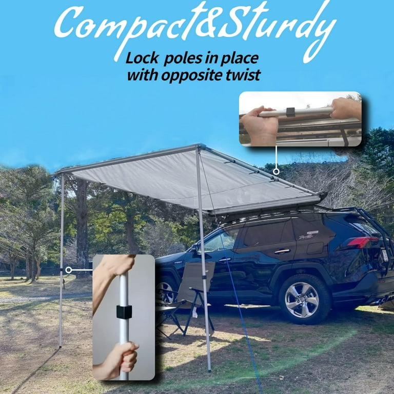 DANCHEL Outdoor Gray Car Awning,Waterproof Rooftop Tent