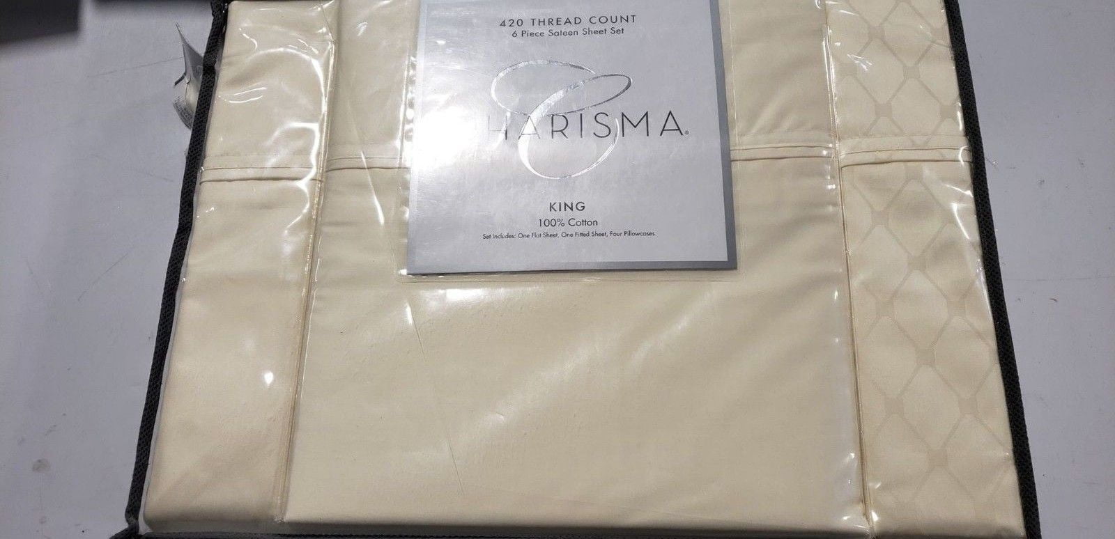 Charisma 420 Thread Count 6 Piece Sateen Sheet Set IVORY KING SIZE