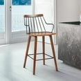 thumbnail image 6 of Armen Living Indoor Maxen 30" Gray Faux Leather and Brushed Stainless Steel Swivel Bar Stool, 6 of 6