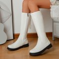 thumbnail image 2 of B91xZ Riding Boots Women Pu Knee High Riding Combat Boots,White 7.5, 2 of 5