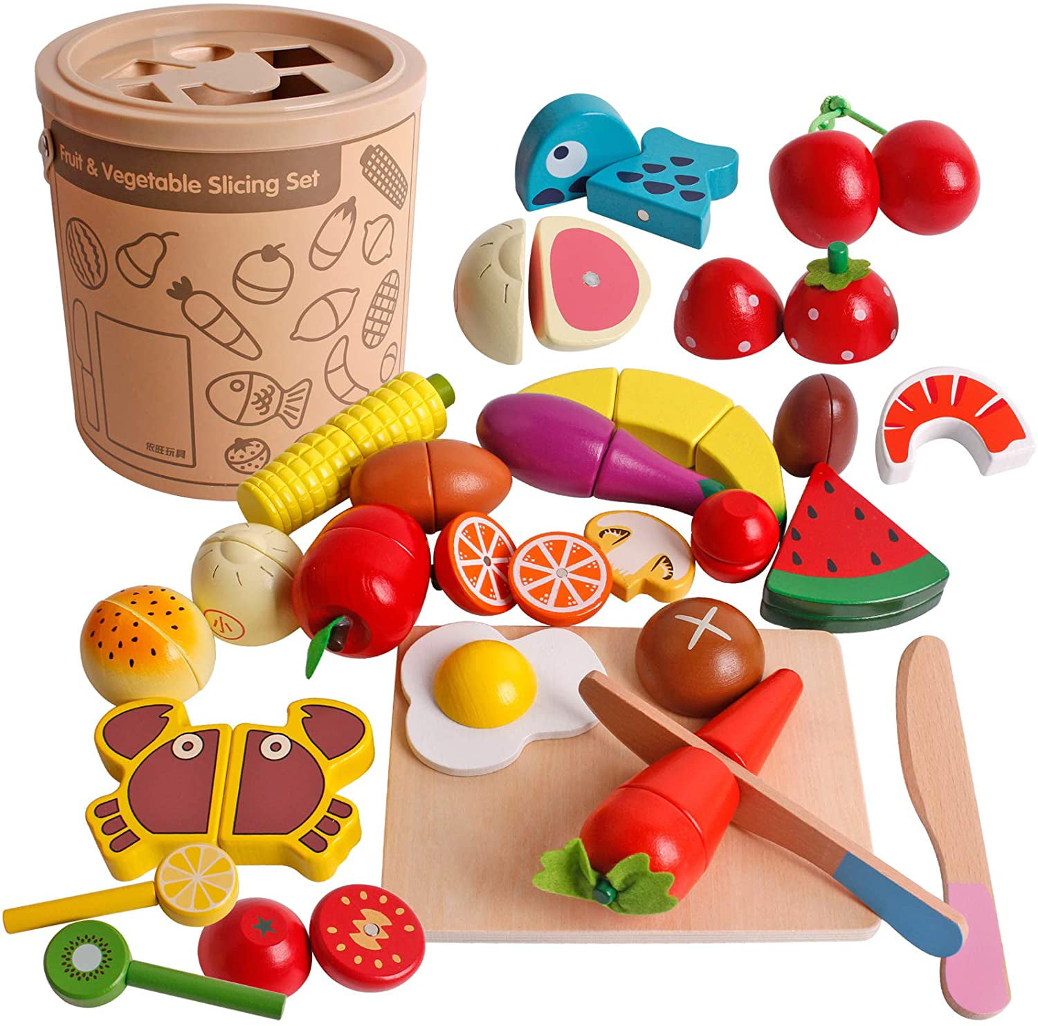 6Pcs Kids Fruit Food Vegetable Learning Cutting Set Kitchen Pretend Game Gift 
