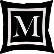 IDG Classic Block Monogram Decorative Pillow - Black