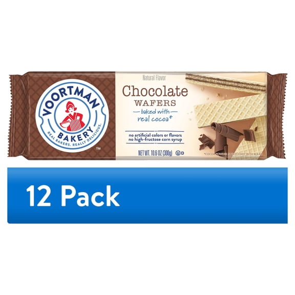 (12 pack) VOORTMAN Chocolate Wafer Cookies 10.6 oz