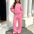 thumbnail image 2 of XAOFW Toddler Girl Outfits Long Sleeve Solid Color Hoodie Sweatpants Kids Autumn Winter Cozy Tracksuit Sets 10-11 Years, 2 of 9