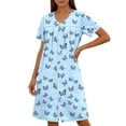 thumbnail image 4 of Women Zip Up Robe Short Bathrobe Lightweight House Coats Trendy Print House Dress Pockets Nightgown, 4 of 6