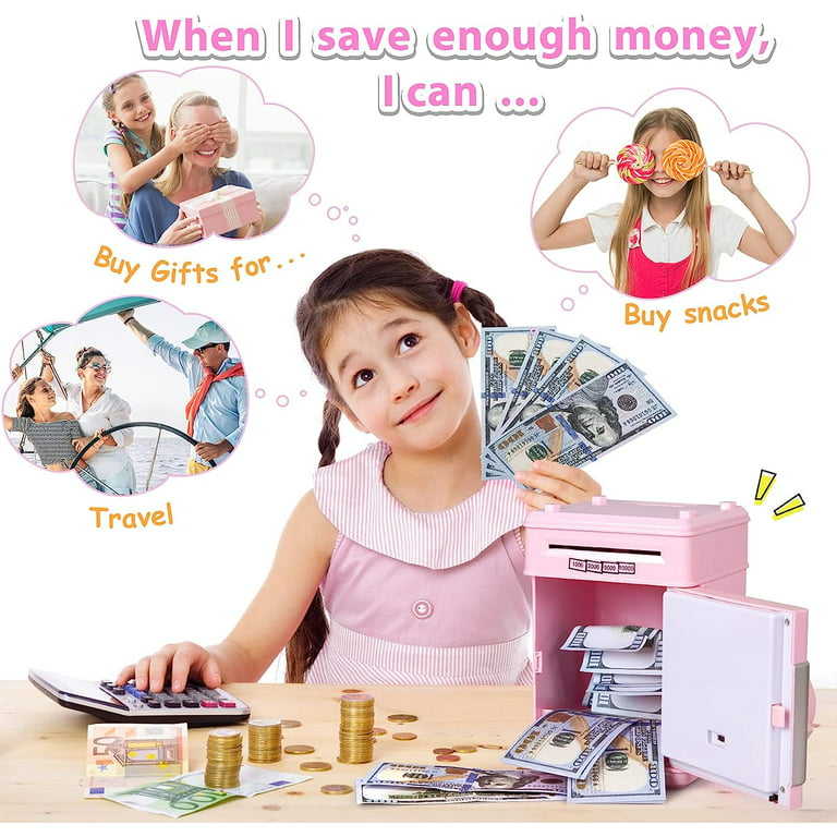 Cash Coin Can ATM Bank,Toys for Ages 8-13, Gifts for Boys 8-12, Girls for  6-12 Years Old, Girl Gifts Age 8-12, The Best Gifts for Kids（Red）