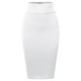 thumbnail image 2 of A2Y Women's Basic Solid Ponte Knee Length Slit Techno Span High Waist Pencil Skirt White M, 2 of 3
