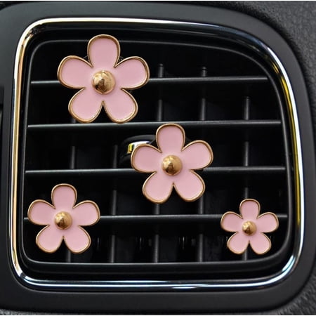 Cute Daisy Flower Air Vent Clip (Pack of 4) | Air Freshener Clip | Car Flower Accessories | Mother's Day Gift (White)