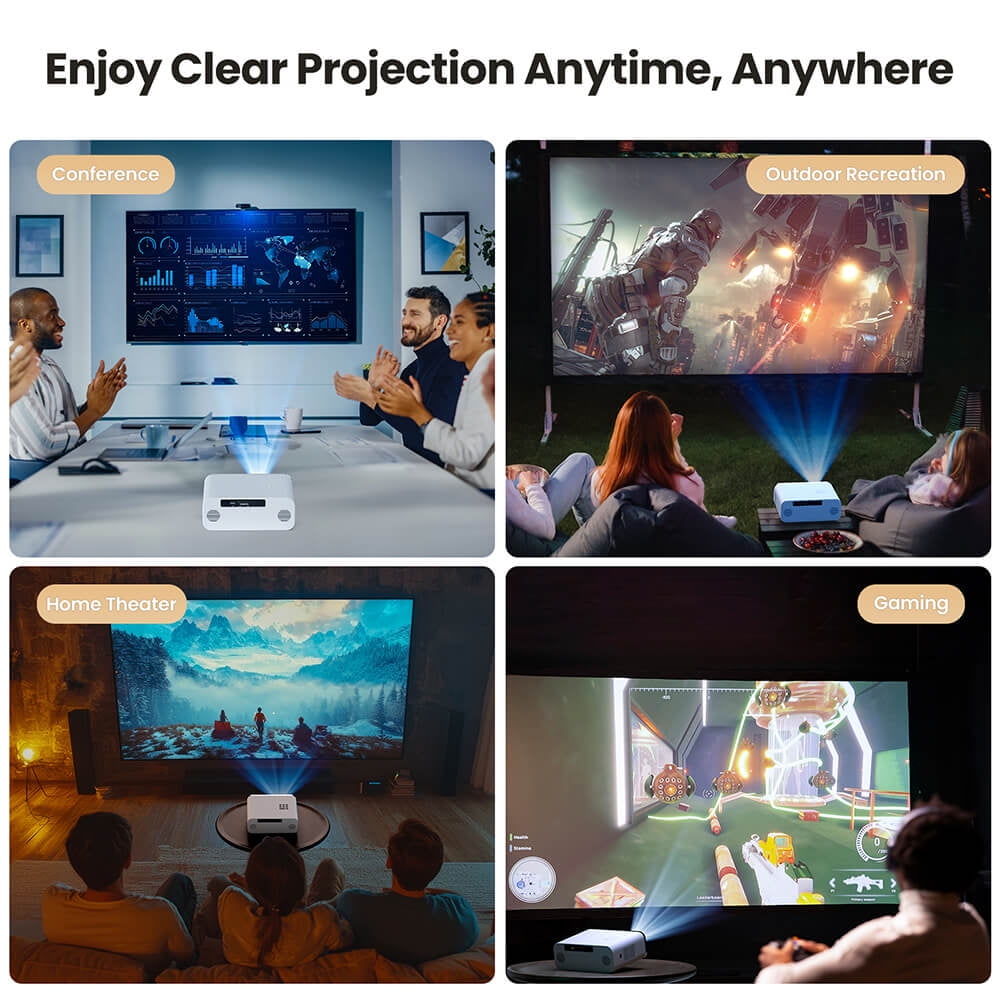 2026 Upgraded Hunkstar 4k Projector 1000 Lumen with Smart Screen, Auto Keystone Correction Focus, Video Projector with Wifi and Bluetooth, Built-in Speakers