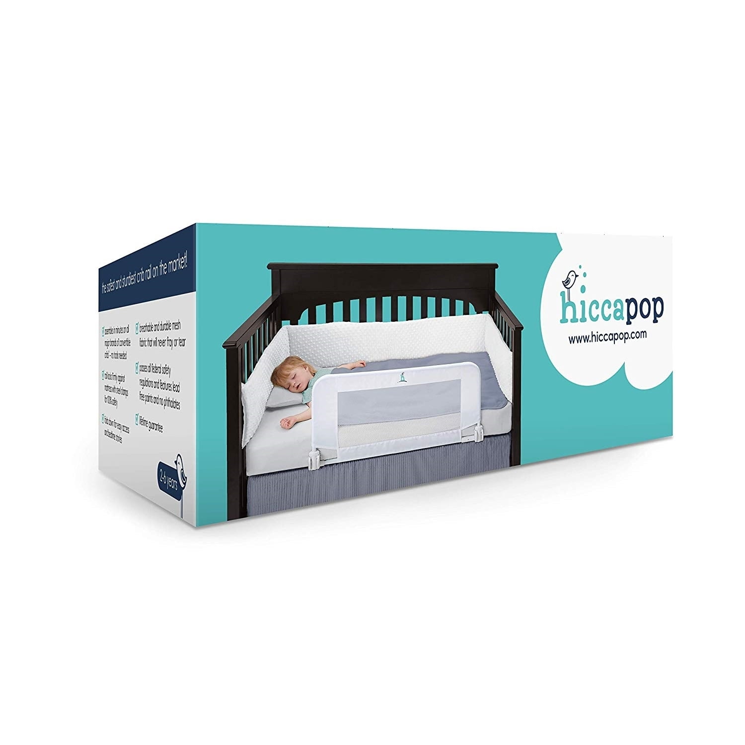 Hiccapop Convertible Crib Toddler Bed Rail Guard With Reinforced