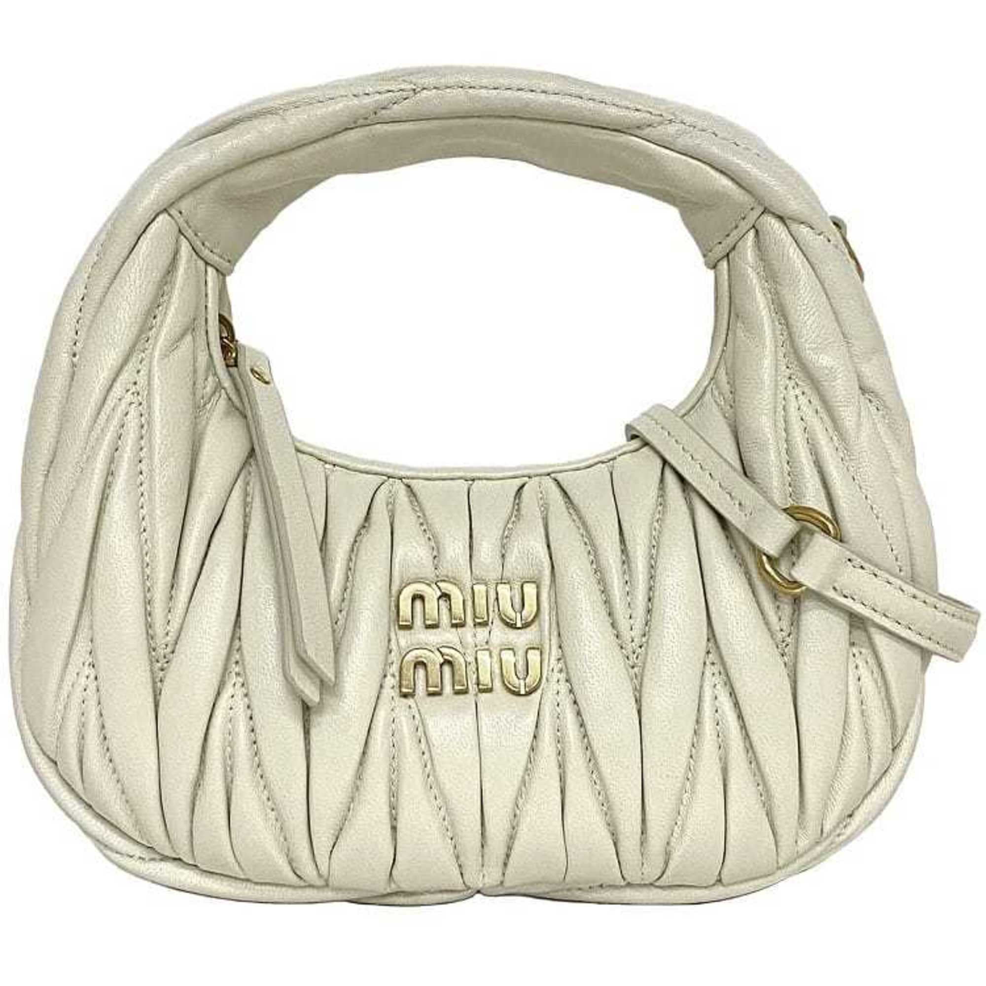 Pre-Owned Miu Miu Miu Shoulder Bag Wonder Matelasse White 5BP078 f-20477  Hobo Leather IC Tag Reactive 2way Women's - Walmart.com