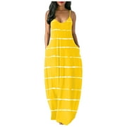 Mchoice Maxi Dress for Women V Neck Plus Size Summer Dress Casual Spring Loose Boho Dress Floral Print Long Dress