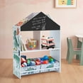 thumbnail image 2 of LuxenHome Children's Multi-Functional Dinosaur House Bookcase Toy Storage Bin Floor Cabinet with Blackboard, 2 of 6