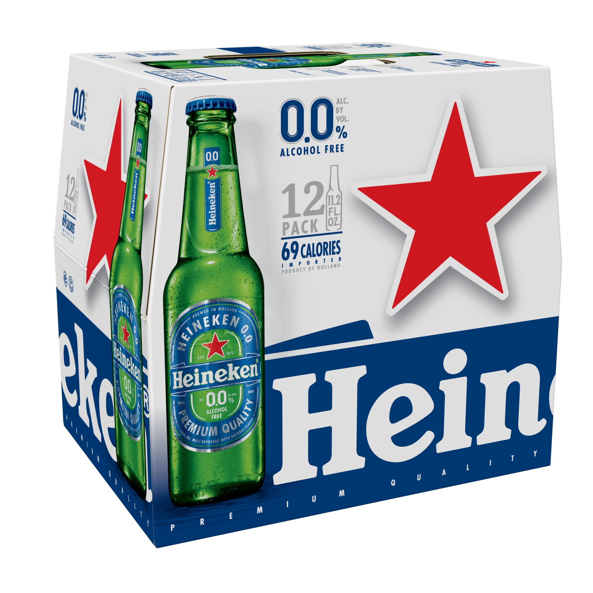 Heineken 0.0 Non-Alcoholic Import Lager Beer, 12 pack, 11.2 fl oz Bottles, 0.0% ABV