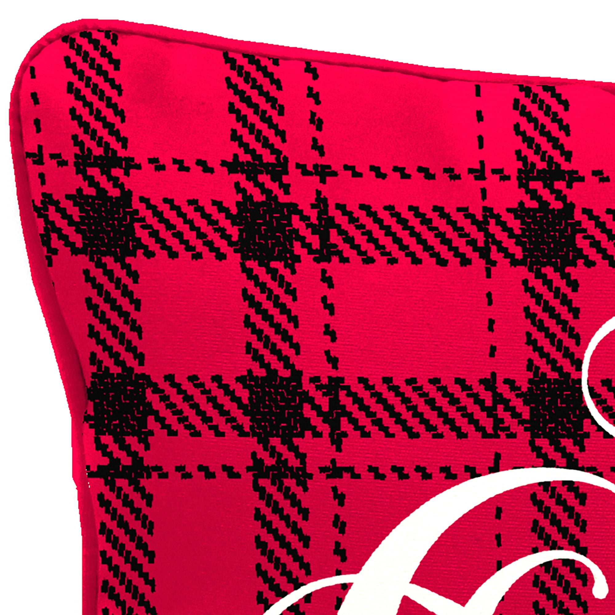 Jordan Manufacturing 12" x 16" Merry Christmas Red Novelty and Plaid Reversible Rectangular Outdoor Lumbar Throw Pillow with Welt (2 Pack)