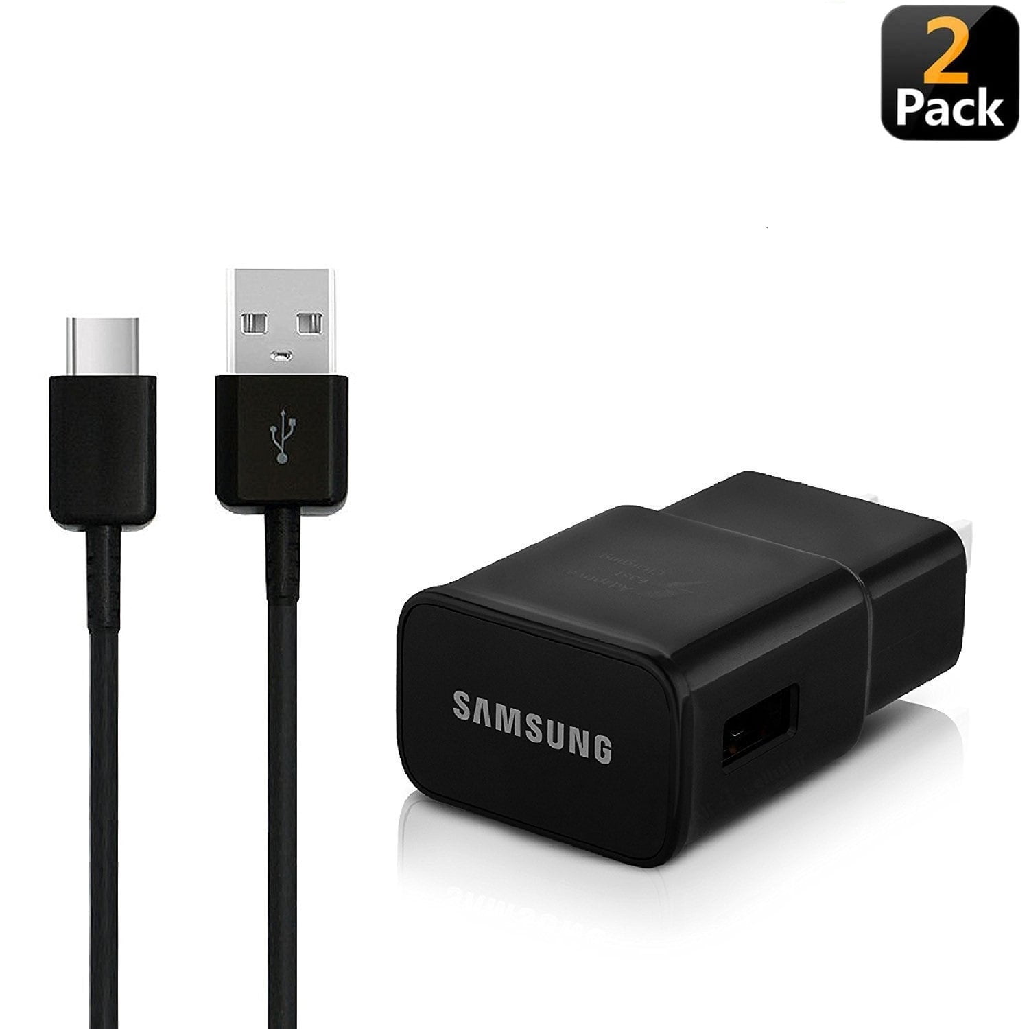 2Pack Original Wall Charger Fast Charger-Adaptive Fast Charger Kit for Samsung Galaxy S8/S9/S10 Plus/S20/Note8/9/10, Recharger Kit Include 2x Charging Adapter & 2x Type-C USB Cable