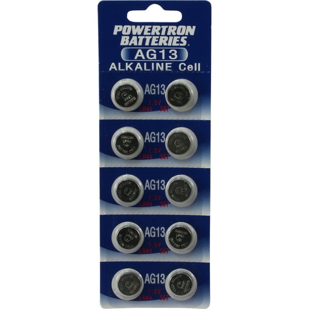 Powertron AG13 LR44 L1154 357 A76 1.5 V Alkaline Button Cell Battery 10