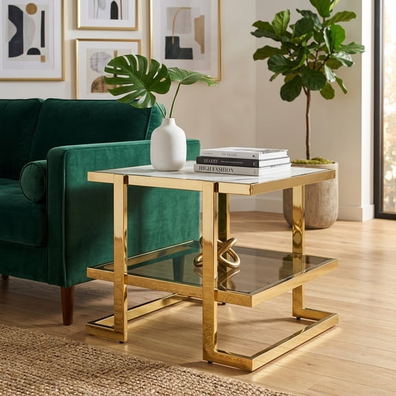 Sagebrook Home Stainless Steel & Glass Accent Table