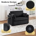 thumbnail image 5 of Twin Size Sofa Bed 47.2" Sleeper Sofa Loveseat Sofa with a Foldable Mattress, a Foldable Side Table, a Side Storage Pocket and Two USB Ports for Living Room, Black, 5 of 26
