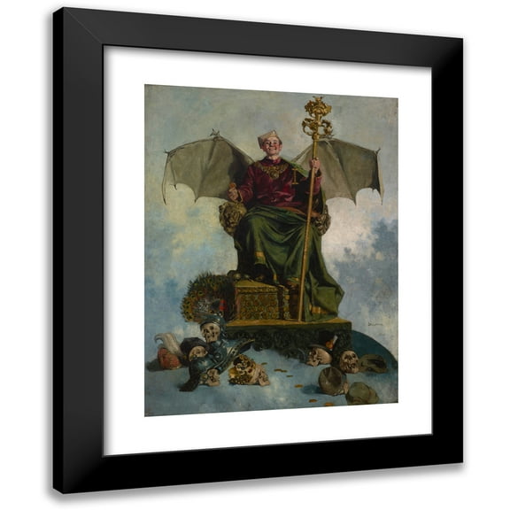 Ludwik Stasiak 12x14 Black Modern Framed Museum Art Print Titled - Allegory of Satan (Lord of the World) (1900)