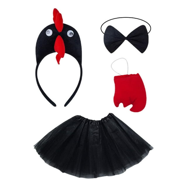 Conjunto de accesorios para disfraz de pollo para niñas. Bonita diadema de pollo para Acción de Gracias. Negro