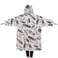 thumbnail image 2 of Oversized Wearable Blanket Hoodie,Realistic Feather Collage Pattern Sherpa Blanket Hoodie with Super Pockets,Super Warm Fuzzy Pullover for Women & Men, 2 of 6