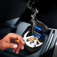thumbnail image 3 of Ceniceros de coche con tapa y luz LED Cenicero portátil para coche Mini cubo de basura impermeable para viajes al aire libre uso doméstico, 3 of 10