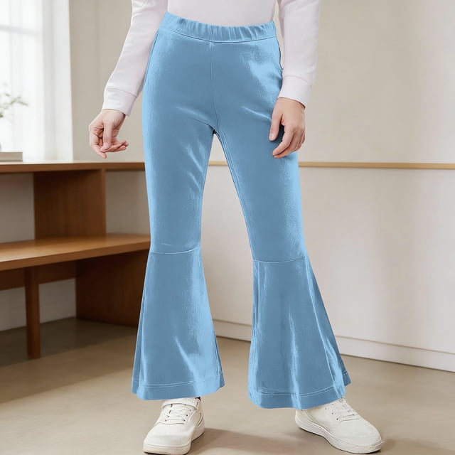 Pantalones largos de terciopelo coreano para niñas de 6 meses a 8 años, elásticos, para otoño e invierno.