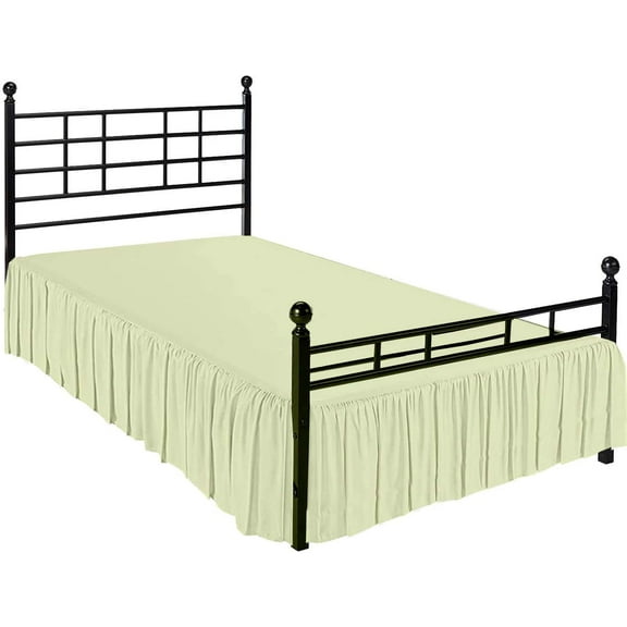 Ruffled Bed Skirt with Split Corners - Microfiber Bedskirt - Dust Ruffle - Sage, King - 16 Inch Drop