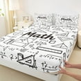 thumbnail image 3 of Homewish Math Geometry Full Size Sheets,Modern Mathematics Bed Sheets,White Black Sheet Sets For Boys Kids,Super Cozy Room Decor,4-Piece, 3 of 7