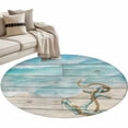thumbnail image 2 of Area Rug 48in, Marine Nautical Anchor Farm Wood Grain Floor Carpet Living Room Rug, Ocean Beach Theme Non-Slip Welcome Mat Indoor Rugs for Bedroom Dining Room, 2 of 9