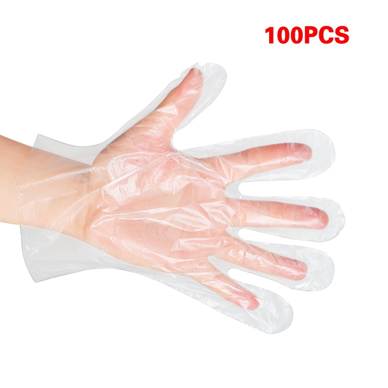 100Pcs Disposable Clean Polythene PE Gloves Plastic Food Safe Cleaning Glove 