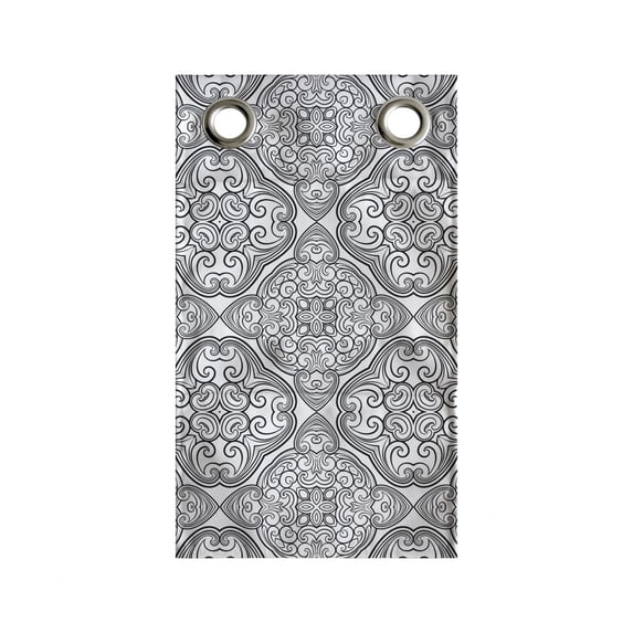 Victorian Hanging Pocket Organizer, Vintage Monochrome Style Damask Themed Tile Ornamental Design on Repetition, Printed Polyester Storage Bag with Pockets, 9" x 27", Dimgray White