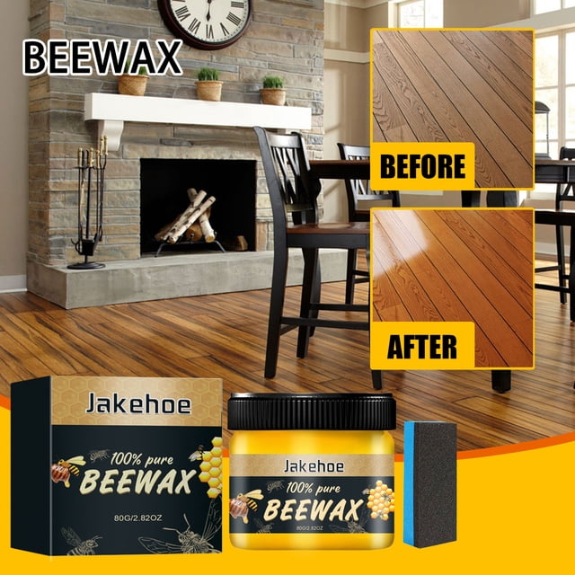Pulidor de madera Cera de abeja Limpiador de pisos de muebles naturales | Cera para condimentos de madera con acabado protector | Restaura el brillo Repara las grietas | Kit de mantenimiento del