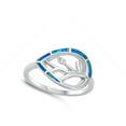 thumbnail image 4 of Blue Simulated Opal Cutout Mosaic Leaf Ring .925 Sterling Silver Band CZ Jewelry Female Size 6, 4 of 4