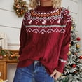 thumbnail image 4 of Conairie Oversized Sweaters for Women Fair Isle Crew Neck Striped Sweater Comfortable Fall Winter Long Sleeve Pullovers Top Multicolor Red, 4 of 8