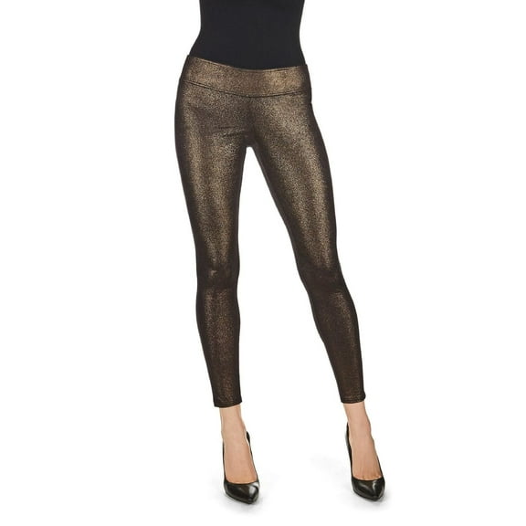 SlimMe Metallic High Waist Shaping Leggings - Womens - Female (Q1/Q2, Black/Gold)