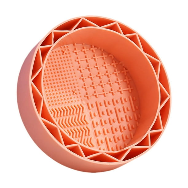 Organizador de cuencos para limpiar brochas de maquillaje, alfombrilla de silicona para limpieza de brochas. Naranja
