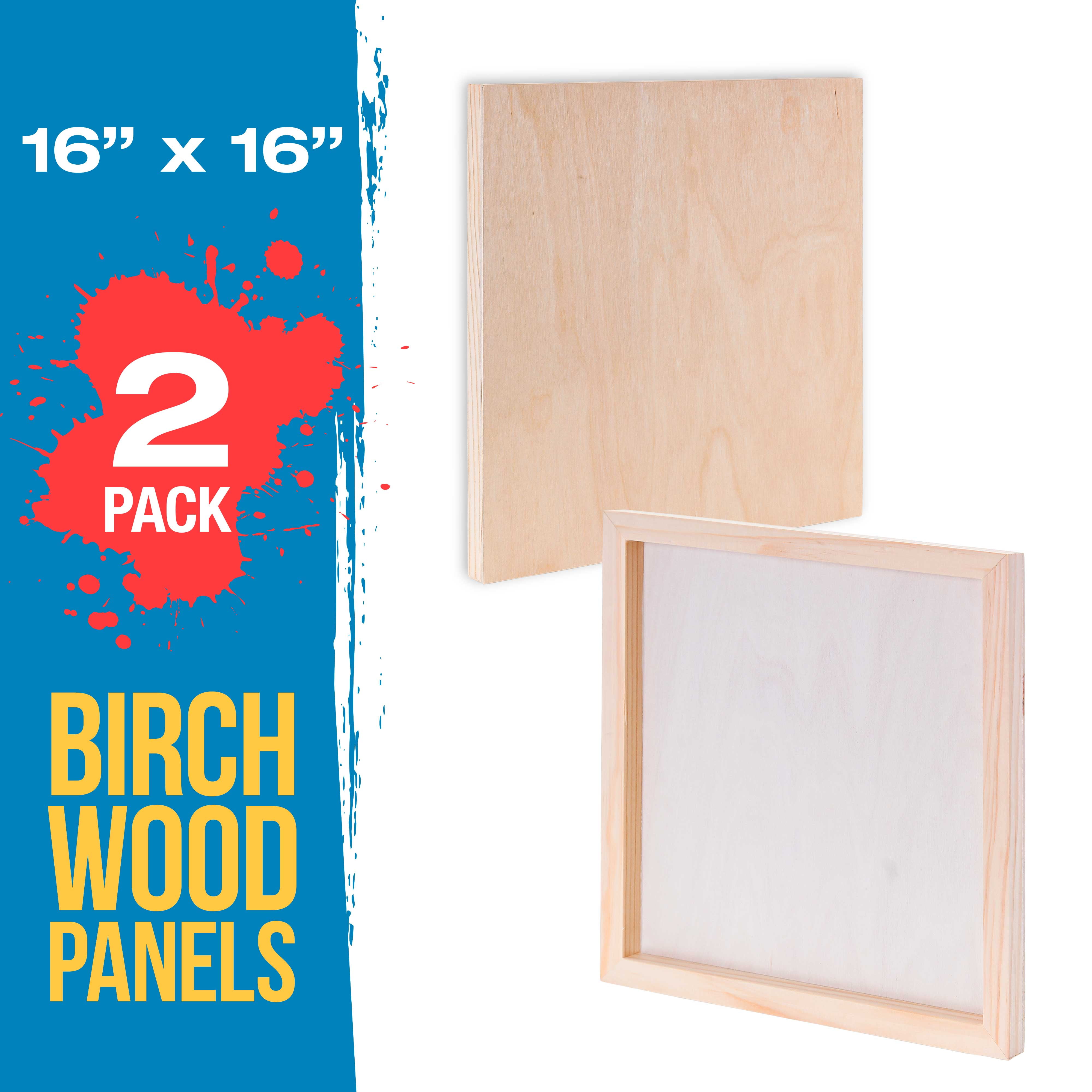 U.S. Art Supply 16" x 16" Birch Wood Paint Pouring Panel Boards, Studio 3/4" Deep Cradle (Pack of 2) - Artist Wooden Wall Canvases - Painting Mixed-Media Craft, Acrylic, Oil, Watercolor, Encaustic