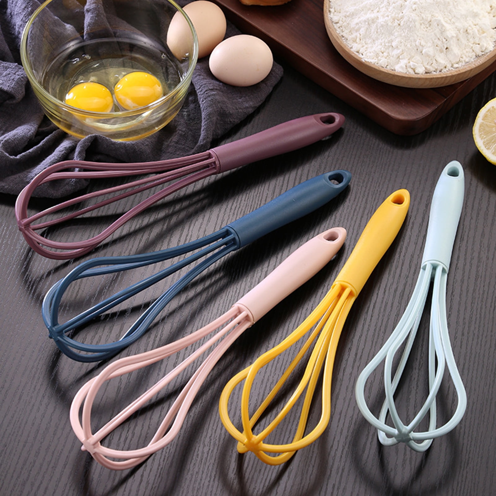 Silicone Folding Whisk,2-in-1 Flat And Balloon Collapsible Twist Whisk Egg  Beater Silicone Rotating For Mixing, Stirling