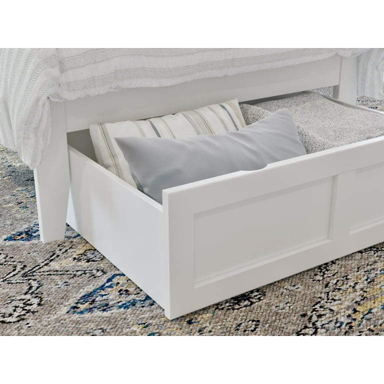 AFI Under Bed Foot Drawer Storage Drawer for Platform Beds Twin White